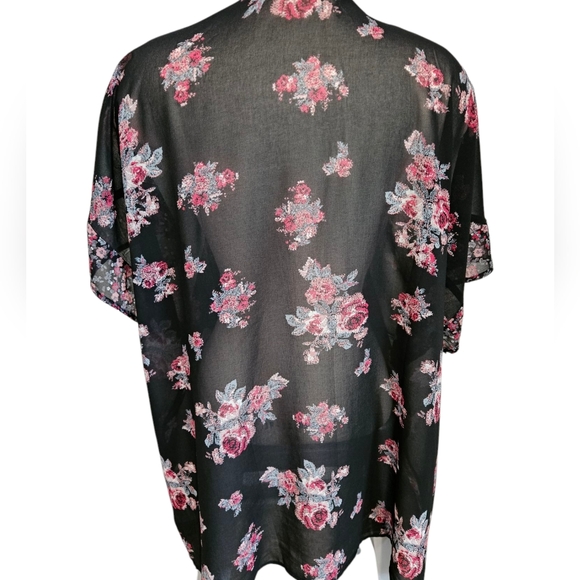 Maurices Floral Black Kimono 0X/1X - Picture 2 of 7